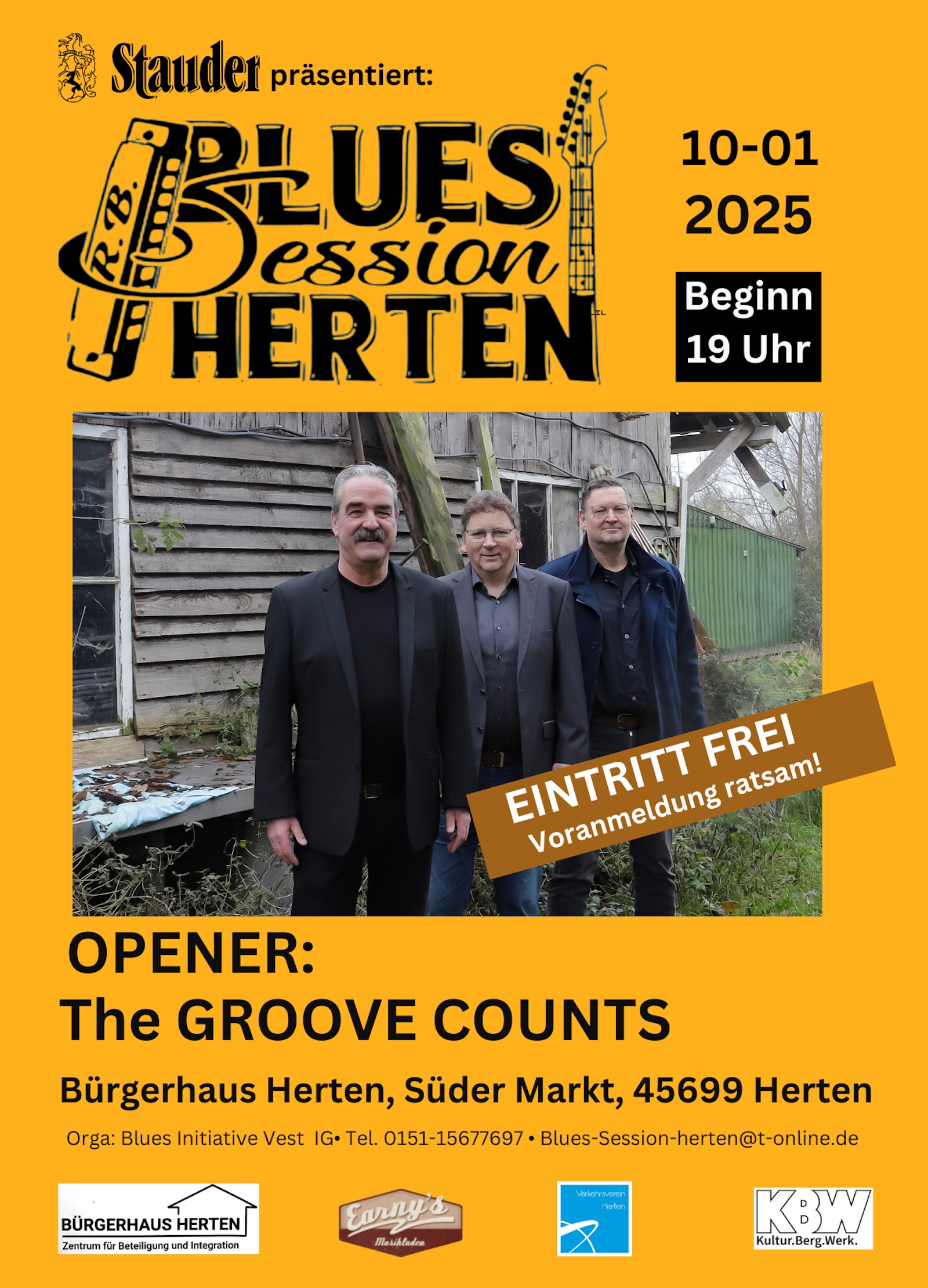 Plakat Blues Session Herten Januar 2025 mit The Groove Counts