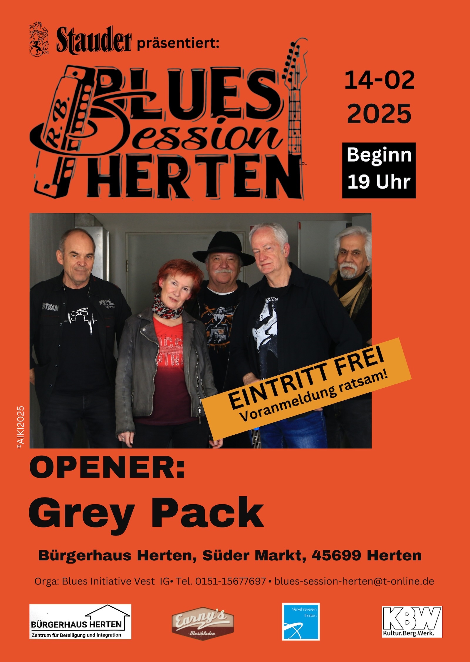 Plakat Blues Session Herten Februar 2025 mit Grey Pack