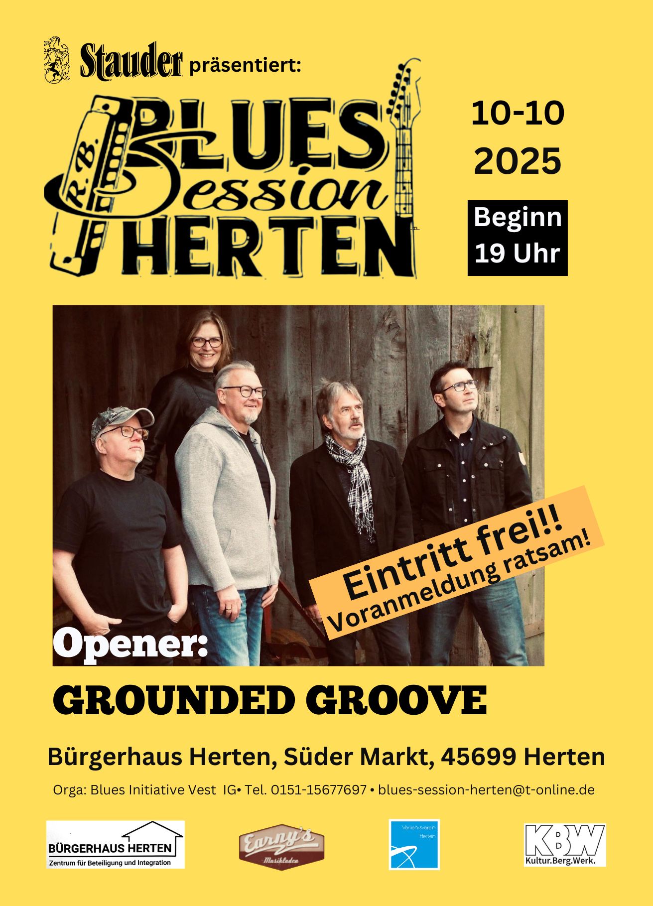 Plakat Blues Session Herten Oktober 2025 mit Grounded Groove.