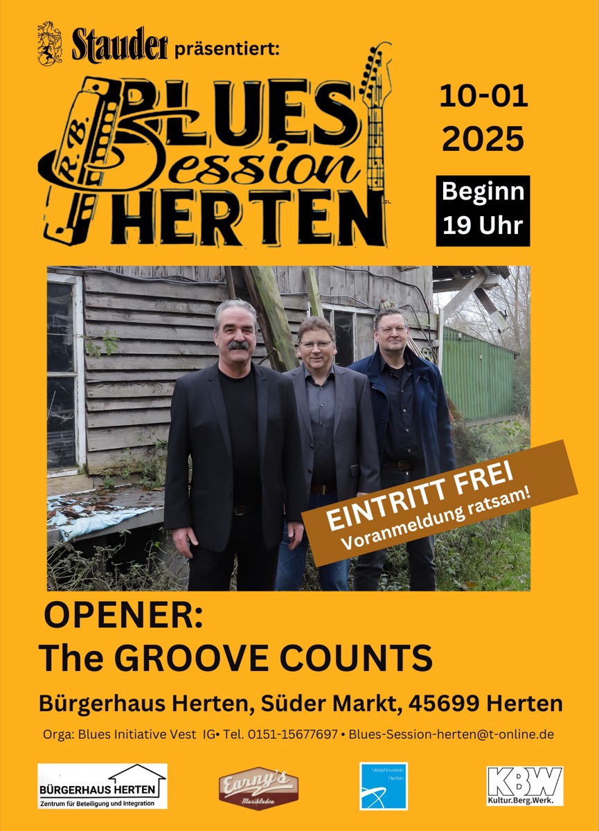 Plakat Blues Session Herten Januar 2025 mit The Groove Counts