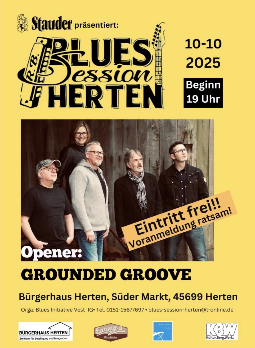 Plakat Blues Session Herten Oktober 2025 mit Grounded Groove.